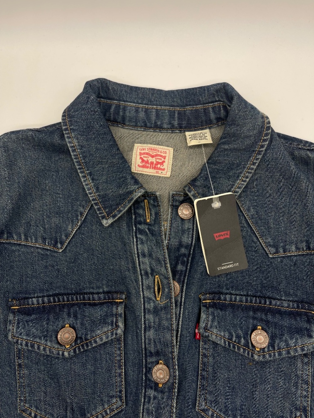 Levi's Flynn Western Denim Mini Dress Size Medium NWT Standard Fit Blue - Picture 13 of 16